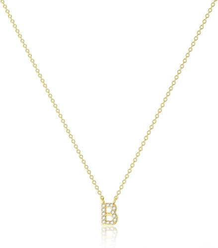 Initial Heart Necklaces for Women - Dainty Cute Necklace Small Layered 14K Gold Plated A-Z Letter CZ Pendant Trendy Satellite Chain Necklaces for Women Non Tarnish Gold Jewelry Set Gift