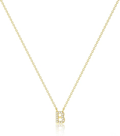 Initial Heart Necklaces for Women - Dainty Cute Necklace Small Layered 14K Gold Plated A-Z Letter CZ Pendant Trendy Satellite Chain Necklaces for Women Non Tarnish Gold Jewelry Set Gift