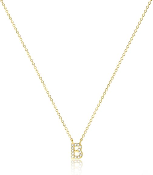 Initial Heart Necklaces for Women - Dainty Cute Necklace Small Layered 14K Gold Plated A-Z Letter CZ Pendant Trendy Satellite Chain Necklaces for Women Non Tarnish Gold Jewelry Set Gift