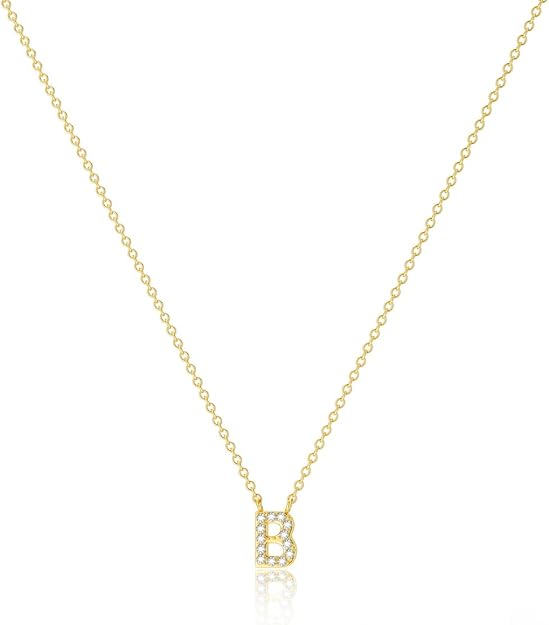 Initial Heart Necklaces for Women - Dainty Cute Necklace Small Layered 14K Gold Plated A-Z Letter CZ Pendant Trendy Satellite Chain Necklaces for Women Non Tarnish Gold Jewelry Set Gift