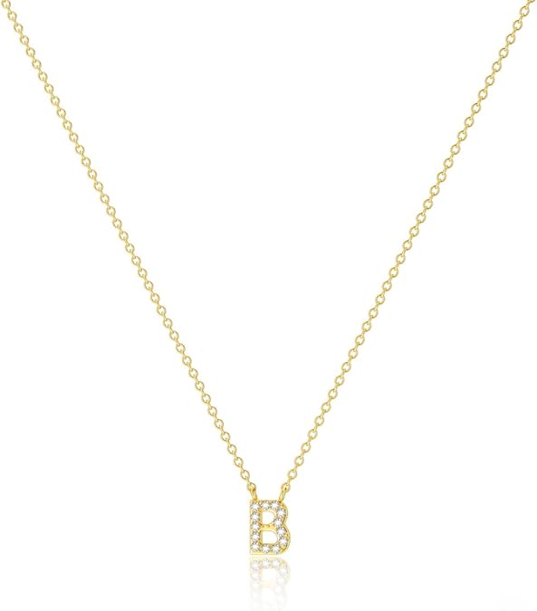Initial Heart Necklaces for Women - Dainty Cute Necklace Small Layered 14K Gold Plated A-Z Letter CZ Pendant Trendy Satellite Chain Necklaces for Women Non Tarnish Gold Jewelry Set Gift