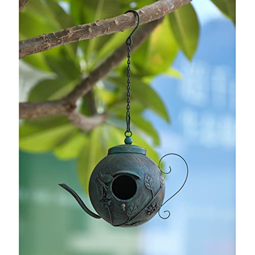 Bird Houses For Outside, Outdoor Bird House, Teapot Shaped Hanging Bird House, Antique Metal Bird House, Decorative Bird Houses, Unique Humming Bird Houses For Garden Patio Yard Lawn Backyard Decor #TOP6