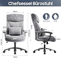 Asukale Bürostuhl 200kg, Chefsessel mit Wärme und Massage, Grau – Ansicht 3