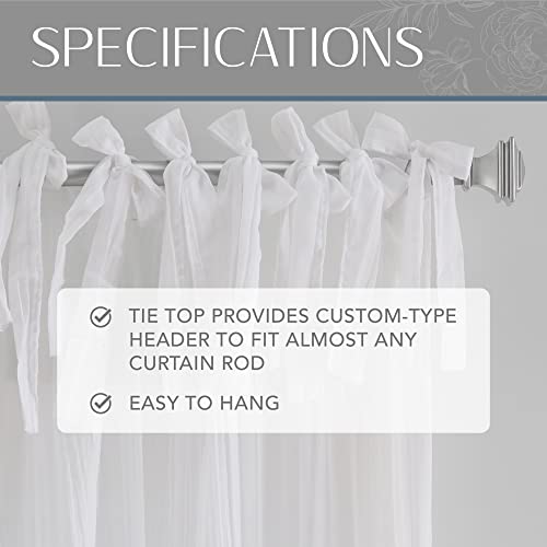 Elrene Home Fashions Jolie Crushed Semi-Sheer Window Curtain, Adjustable Tie-Top Single Panel, 52" X 84" (1 Panel), White #TOP3