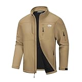 WULFUL Men's Lightweight Softshell Jacket Warm Fleece Lined Windbreaker Waterproof Rain Jacket for Winter Outdoor Hiking