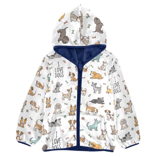 CHIFIGNO Cute Dogs Kids Polar Fleece Lined Fleece Jacket, Toddler Jackets Boys with Hooded 3T
