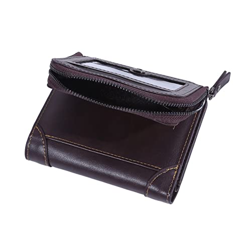 Men's Leather Trifold Wallet,Credit Card Holder, Vintage Short Wallet with Id Window3