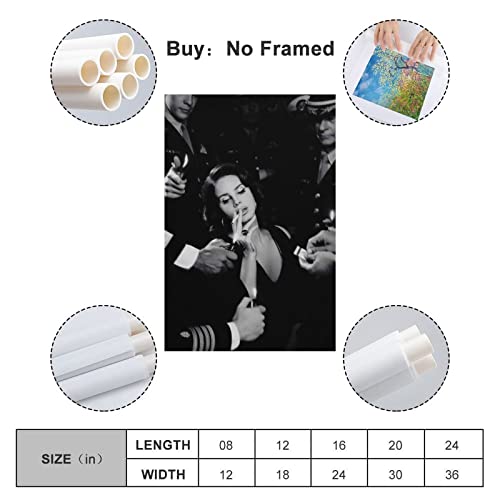 Image of YHNA Singer Lana Del Rey Black and White Poster for Room Aesthetic Poster Decorative Painting Canvas Wall Art Living Room Posters Bedroom Painting 24x36inch(60x90cm)