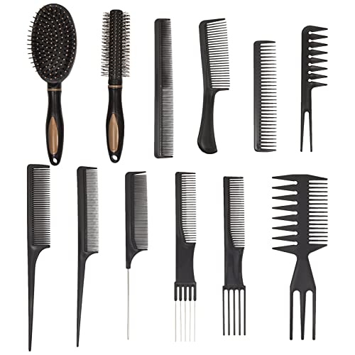 Brush and Comb Set, Hair Cutting Accessories for Styling (12 Types, 12 Pieces)