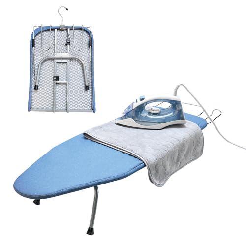 Small Ironing Board - Foldable Tabletop, Compact Mini Iron Board with Cover & Pad, 31x12 Inch, Portable for Travel, Dorms, Apartments,Blue