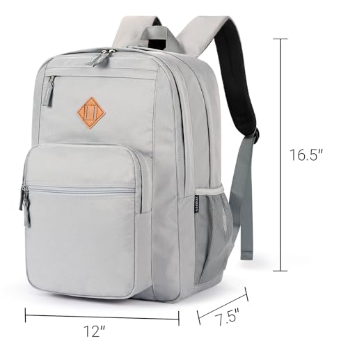 ZORFIN 26L Backpack for School, College, and Travel: Water Resistant Bookbag with 8 Compartments - Grey - Thumbnail 3