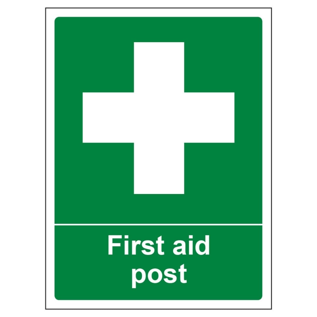 V Safety First Aid Post - Portrait 200 x 300mm - 3mm Aluminium Composite Safety Sign