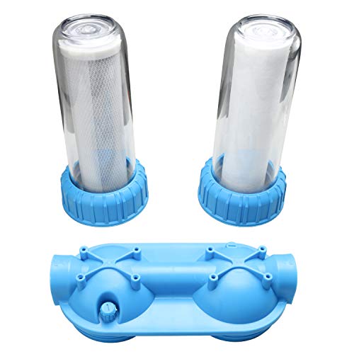 DasMarine Dual Whole House Water Filter Purifier with Filters,Carbon Block and Sediment Included,Water Filter Purifier Kit with Housing Wrench,Screws
