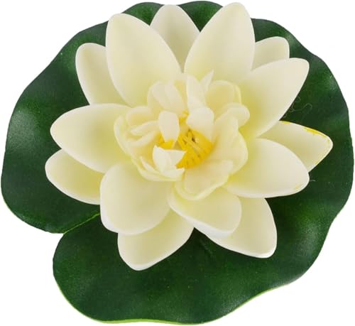 White Artificial Floating Foam Lotus Flower with Water Lilys Pad Ornanments,Lifelikes Fake Lotus Flowers for Patio Pond Pool Fish Tank Aquarium Home Garden Wedding Party,Outdoor Décor