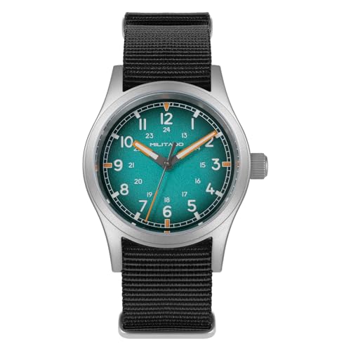Image of Militado ML05 38mm VH31 Quartz Watch - Domed Sapphire Crystal Field Watch C3 Super Luminous Retro Sweep Wrist Watch for Men 100M Waterproof