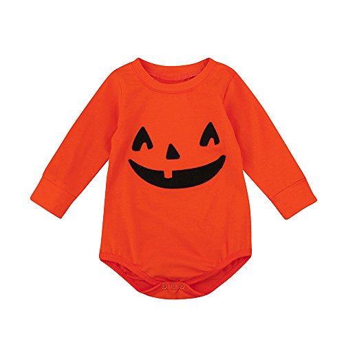 Covermason Bebé Unisex Lindo Halloween Calabaza Impresión Mono Bodies (6-12M, Naranja)