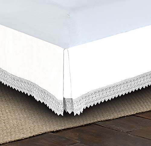 Elegant Comfort ™ Silky-Soft Luxury Lace Fringe Dust Ruffle/Bed Skirt Microfiber Platform Wrinkle and Fade Resistant with 15inch Drop - image 2
