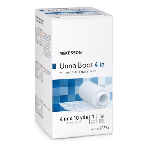 McKesson Unna Boot with Zinc Oxide White 4 in. x 10 yd. [12 Rolls] Individually Packaged Soft Cast Provides Customized Compression 2067S