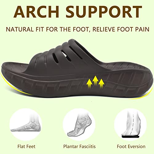 Image of GPOS Mens Sport Recovery Sandals Plantar Fasciitis Thick Cushion Slides Sandals Lightweight Comfort Orthotic Slippers