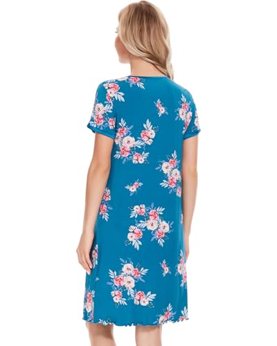 Image of NACHILA Nightgowns for Women-Viscose Made from Bamboo, Pleated Sleepwear.