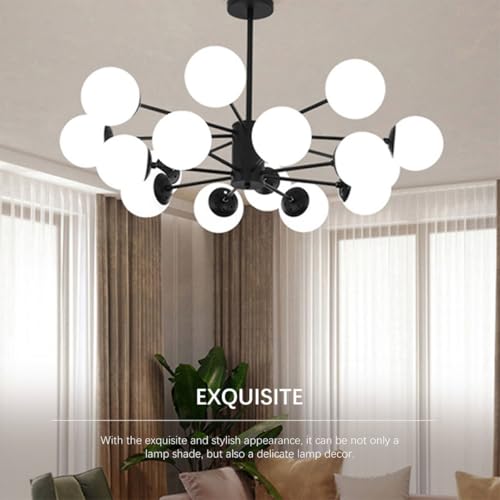 Hohopeti Frosted Glass Lampshade Cover 20cm Round Ceiling Lamp Shade G9 Socket Hanging Light Cover for Home Living Room Decor - Image 3