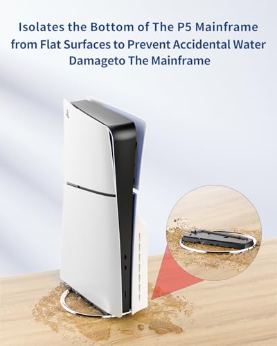 Image of OLCLSS Vertical Stand for P5 Pro, P5 Slim & P5 Consoles (Digital /Disc) with 9 Silicone Dust Plugs - Anti-Slip Base, Anti-Tip Design, Secure Screw, Accessories, Compatible with P5 Pro, Slim & 5 Models