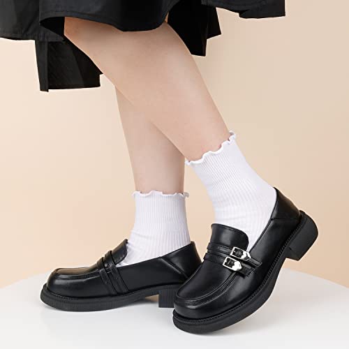 Image of Mcool Mary Womens Ruffle Socks, Cute Ankle Winter Warm Knit Cotton Frilly Sock 6 Pack