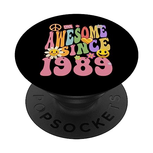 1989 Cumpleaños Retro Hippie Impresionante Desde 1989 PopSockets PopGrip Intercambiable