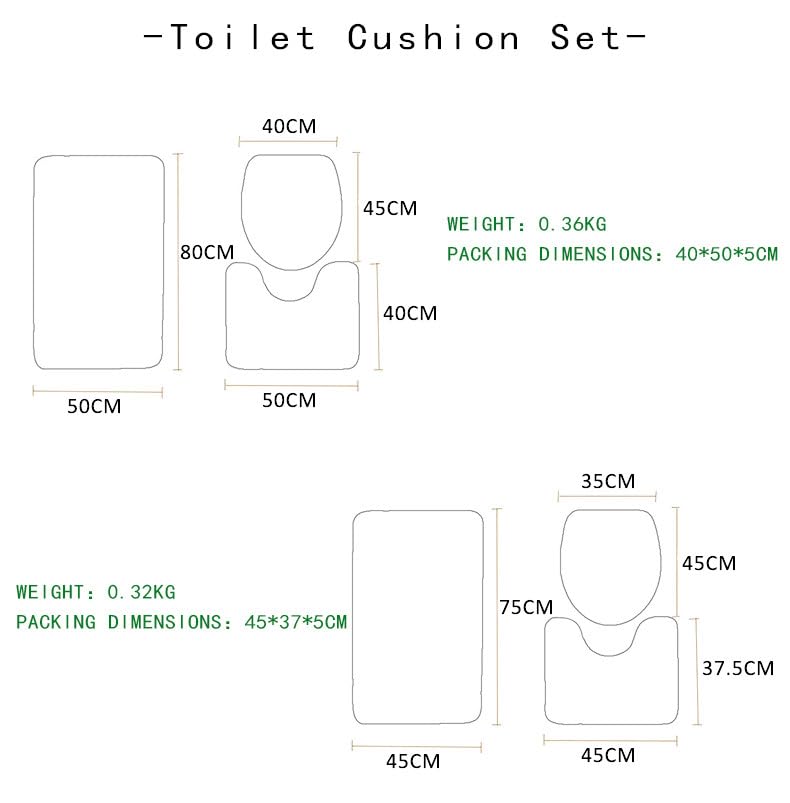 Bad Teppiche Set 3-Teiliges Schwarz Grün Abstract WC Vorleger Mit Ausschnitt Badematte Saugfähig WC Deckelbezug Badvorleger rutschfest Waschbar Toilettensitzbezug Badgarnitur (45x75cm) – Bild 3