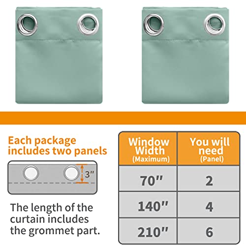 Image of YoungsTex Light Green Blackout Curtains for Bedroom - Thermal Insulated Drapes with Grommet Room Darkening Spring Decor for Office Living Room Window Privacy Protection, 2 Panels, 52 x 80 Inch