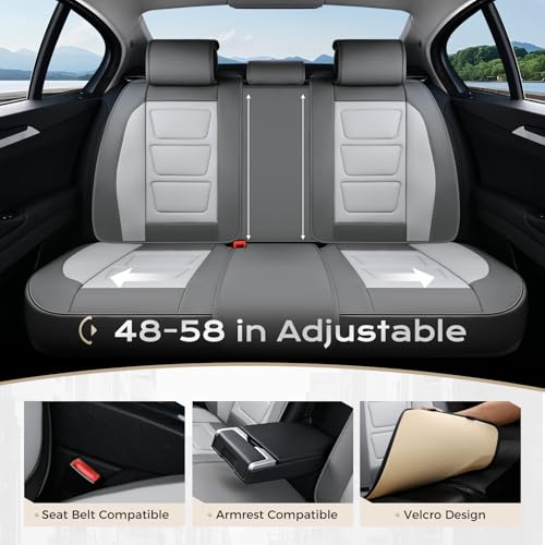 Image of Coverado Car Seat Covers Full Set, Seat Covers for Cars, Front Seat Covers and Back Seat Cover Waterproof Leather Automotive Seat Cover, Universal Car Interior Protectors Cushion for Most Cars