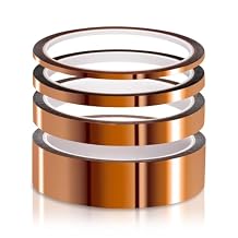 ELEGOO High Temp Tape, 4 Pack Polyimide High Temperature Resistant Tape Multi-Sized Value Bundle 1/8, 1/4, 1/2, 1 with Silicone Adhesive for Masking, Soldering etc.