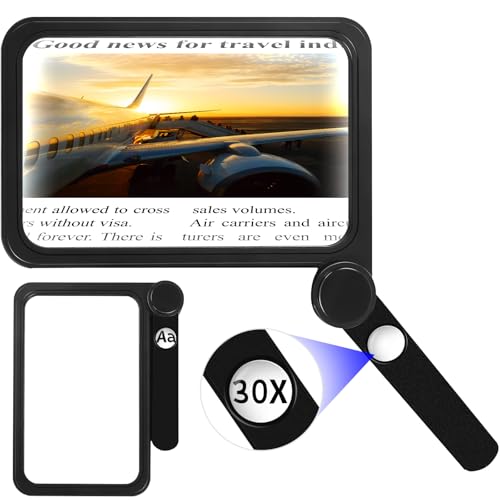 NZQXJXZ 5X 30X Loupe de Lecture, Loupe de Lecture de Pages de Livres, Loup e de Poche Pliante pour Les Personnes Âgées Qui Lisent Les Journaux, Les Livres,...