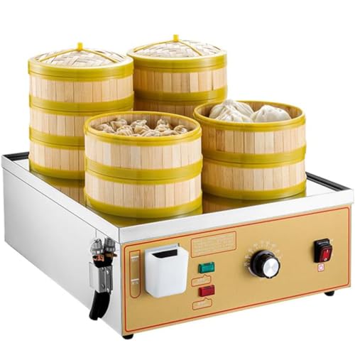Vaporera Eléctrica Comercial De Acero Inoxidable De 3000 W con Amplia Superficie De Cocción, Sistema De Suministro De Agua Independiente Y Dispositivo Antisecado.