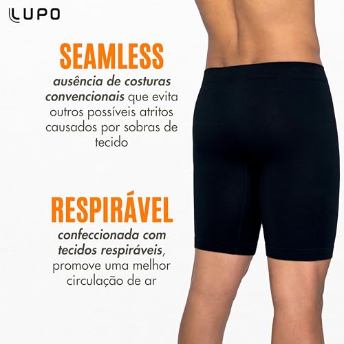 LUPO Cueca Antiassadura Alongada Lupo Sport SEAMLESS Dry Masculina Adulto,Preto, G