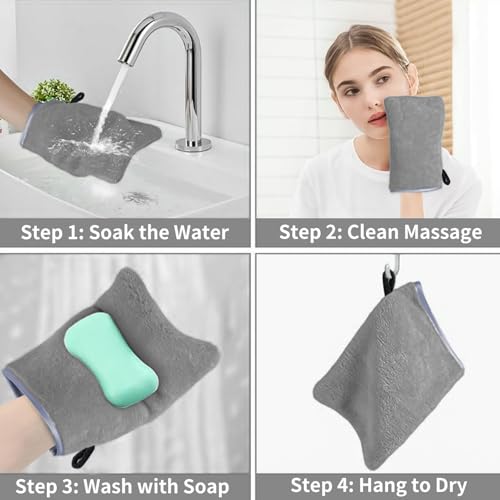 YYTECH Waschhandschuhe, 6 Stück Frottee Waschhandschuhe Waschhandschuh Waschlappen Premium 100% Baumwolle Waschlappen Set 16x21 cm weiche Qualität, saugstark und strapazierfähig – Bild 5