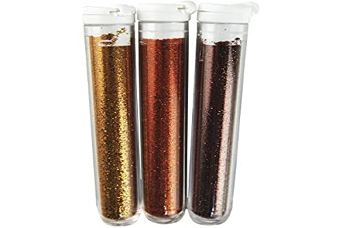 Rayher Fine Glitter, Brown-/ Gold, Blister Card, 3 Colours à 3 g, 15cm