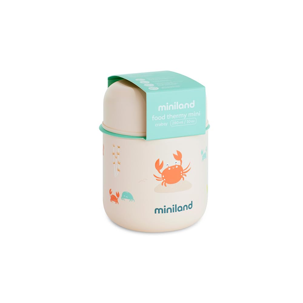 Miniland Thermos Bebè per Alimenti 280ml Acciaio Inox Mantiene Temperatura 24h Chiusura Ermetica Isolamento Doppia Parete