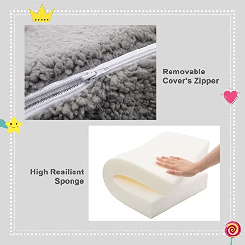 Alimorden 2-In-1 Flip Out Extra Wide Cuddly Sherpa Kids Couch, Convertible Sofa To Lounger, Grey #TOP3