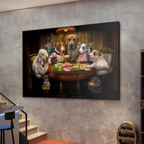Chien jouant au poker affiche abstraite décoration murale salon maison 80x140