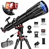 Telescope,Telescope for Adults High Powered, 90mm Aperture 900mm Professional Refractor Telescopes for Kids & Beginners, Magnification 450X,for Planet Observation with Stainless Tripod & Phone Adapter