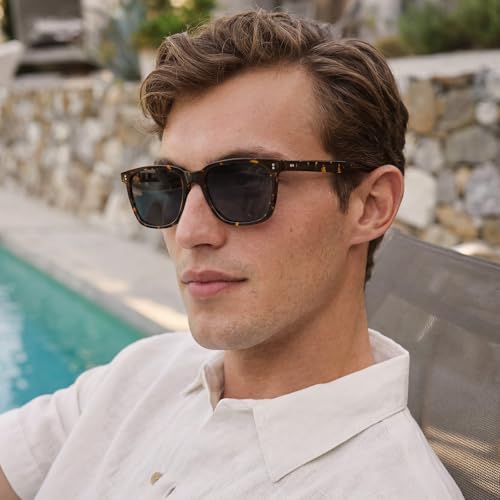 Image of CARFIA Acetate Polarized Sunglasses for Men UV400 Protection Classic Retro Square Shades Driving Glasses
