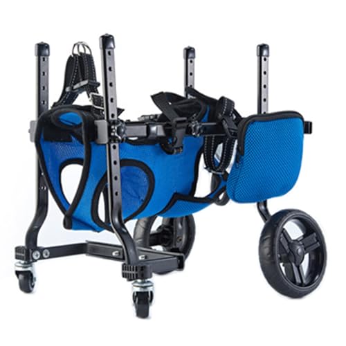 Silla de ruedas para pasear a perros con soporte ajustable de aluminio azul, talla S 2