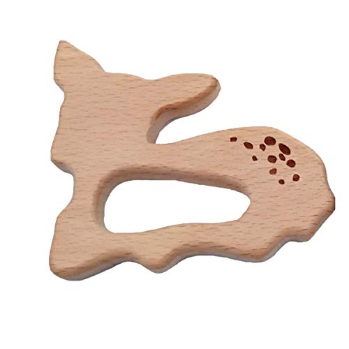 Image of 2pcs Natural Wooden Sika deer Montessori Toy Pendant Pure Natural Beech Wood Animal Shape for Handmade Necklace /Bracelet Accessory (Sika deer 2pcs)