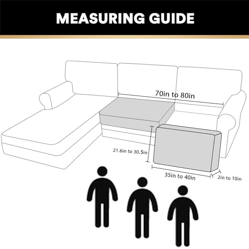 PrinceDeco Velvet Couch Cushion Cover Soft Stretch Cushion Slipcover for Chair Loveseat Sofa Cushion Furniture Protector Seat Cushion Sofa Cover (2 Piece Large Sofa Cushion Covers, Ivory)