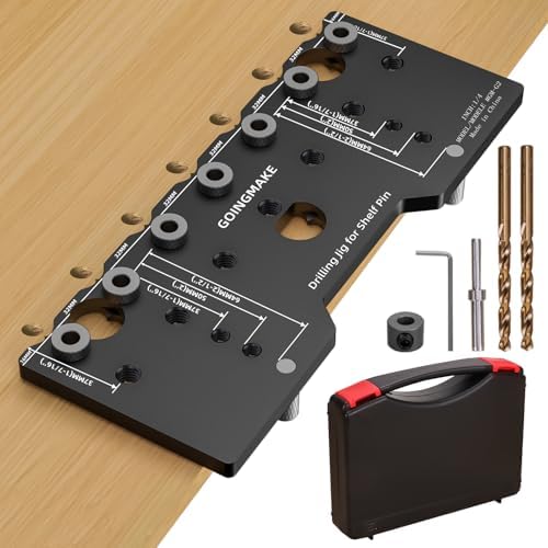 GOINGMAKE Shelf Pin Jig, 1/4 Inch Aluminum Alloy Shelf Pin Drilling Jig