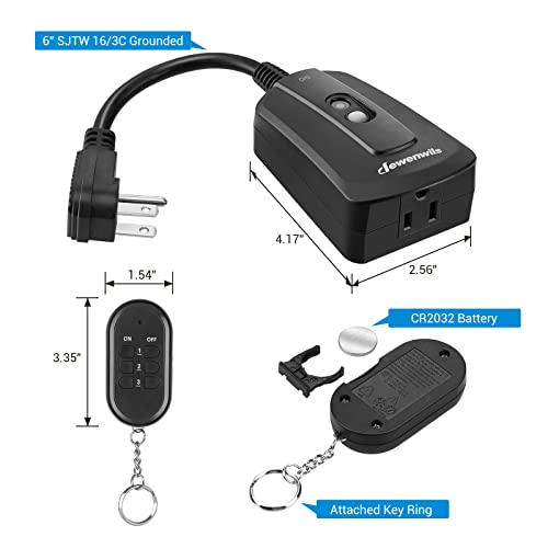 Dewenwils Outdoor Wireless Remote Control Outlet Kit, Waterproof Electrical Plug For Indoor Outdoor Lights, Separately Controlled 3 Pack Receivers, 100 Feet Rf Signal, Ul Listed #TOP4