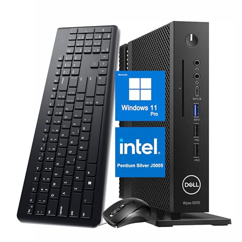 Dell Wyse 5070 Mini Desktop Computer, Intel Pentium Silver J5005, 8GB RAM, 256GB SSD, WiFi, Bluetooth, 4K Support, Keyboard & Mouse, Windows 11 Pro (Renewed)