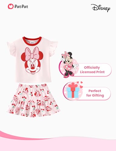 Image of Disney Frozen Elsa Minnie Mouse Stitch Princess Girls' Skirt Sets Ruffle Short Sleeve Clothes 2pcs Outfits Summer Dress 2-9Y
