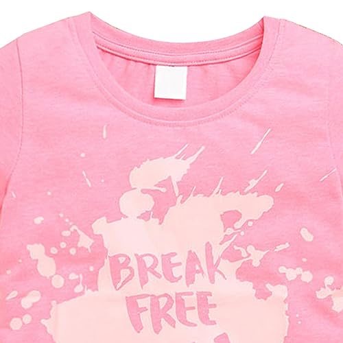 Image of Hopscotch Girls Cotton Text Print Slim-Fit T-Shirt in Pink Color